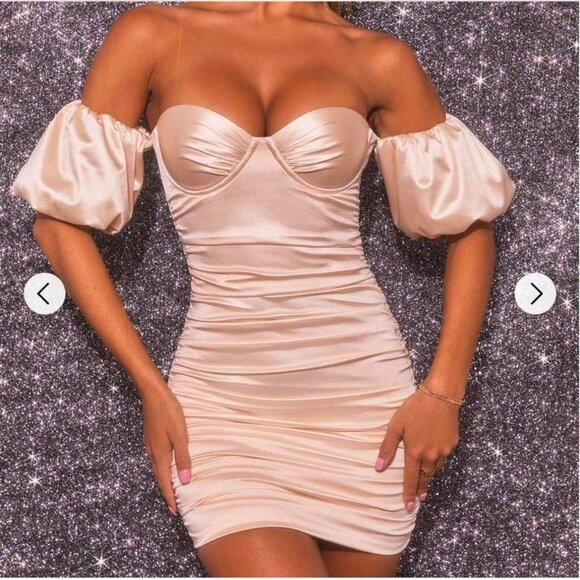 Oh Polly Women's Cream and Tan Dress - Picture 1 of 2